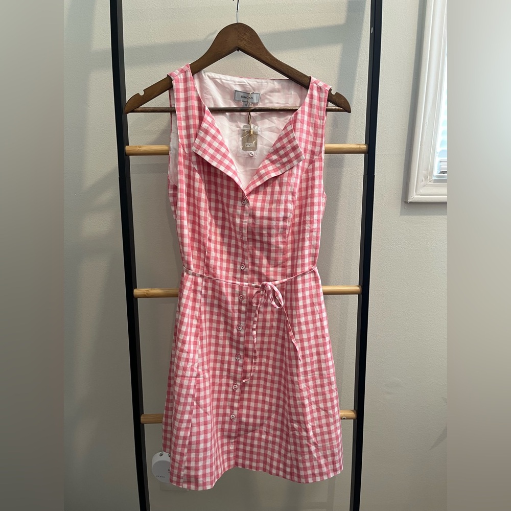 Rihoas Pink Gingham Sleeveless Dress NWT
